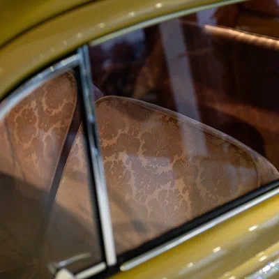 View of the seats of the millionth Volkswagen