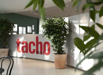 Red lettering Tachometer with plants